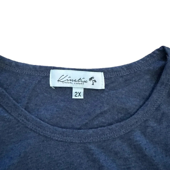 Kinetix Casual Luxury Navy Heather Blue Shirt Top Long Sleeve Crew Neck 2X NWT - Picture 6 of 8
